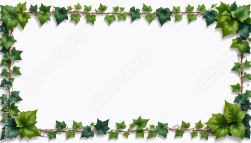 decorative ivy vine frame on white background