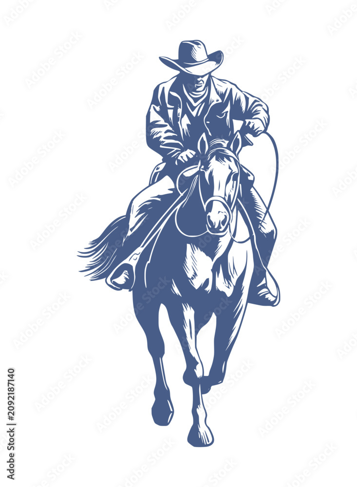 Fototapeta premium vector illustration of a man riding horse