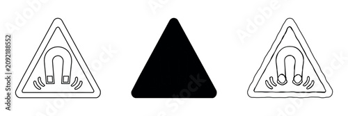 Valokuva Warning sign for magnetic field hazard, presented in three styles