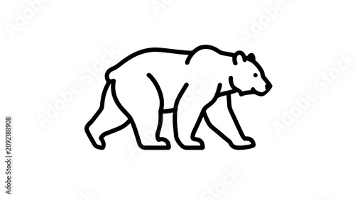 Black bear silhouette illustration white background.