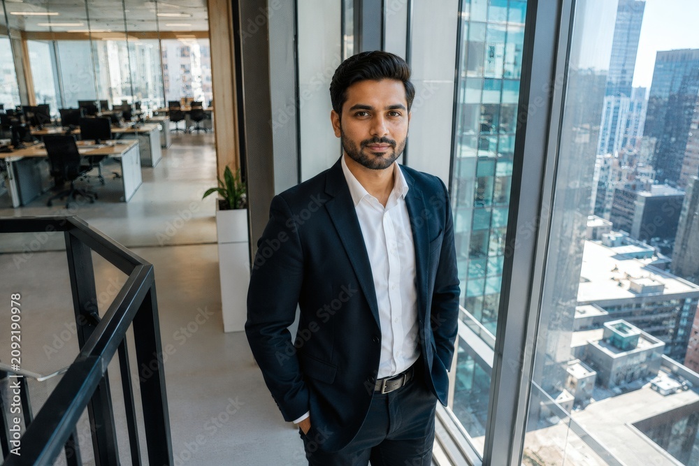 Fototapeta premium Confident Business Professional Portrait in Modern Corporate Office Environment