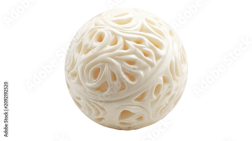 White 3D carved decorative ornamental ball sphere lace pattern isolated on the transparent background