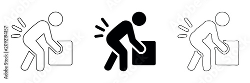 Obraz na plátne Icons depicting proper and improper lifting techniques to prevent back injury