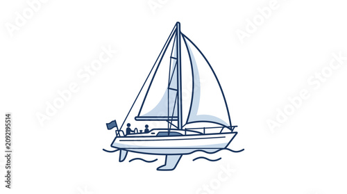 Bild auf Leinwand Minimalist Sailboat Vector Illustration