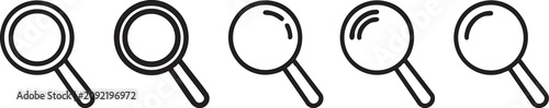 Photos Vector magnifying glass icons set with different light reflections