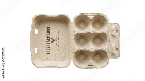 Empty egg carton with six compartments