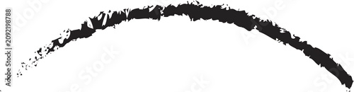 Black charcoal brush stroke in a curved arc shape isolated on transparent background