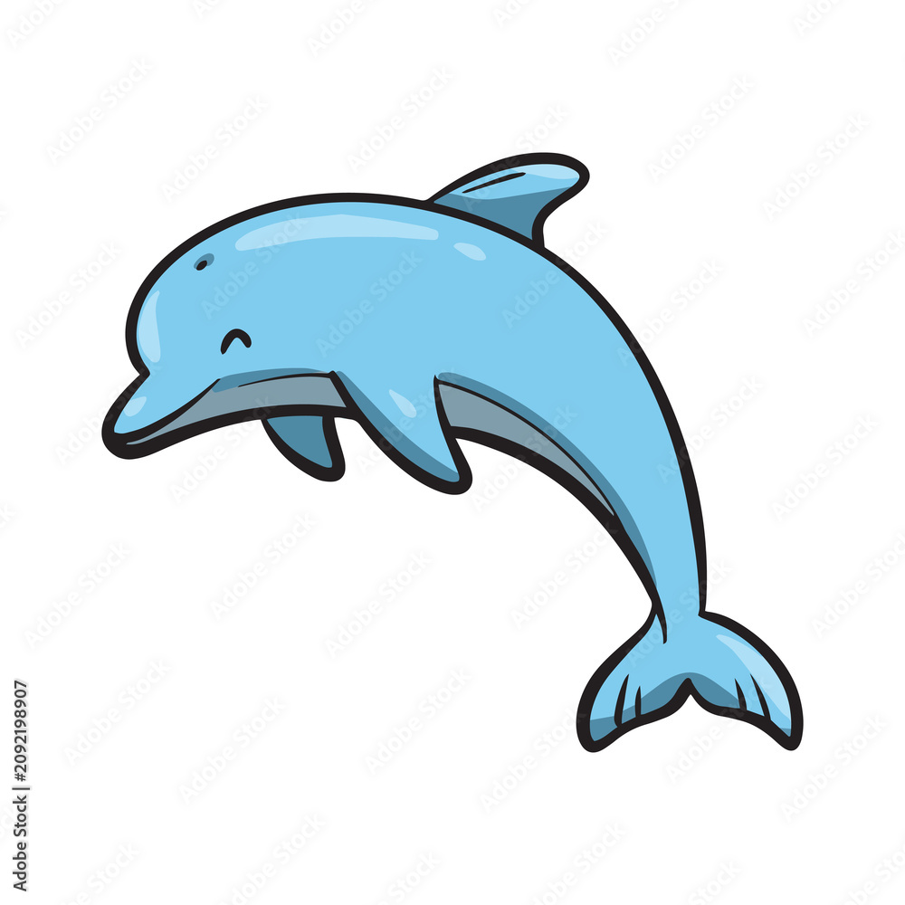 Fototapeta premium Cute cartoon dolphin character vector illustration