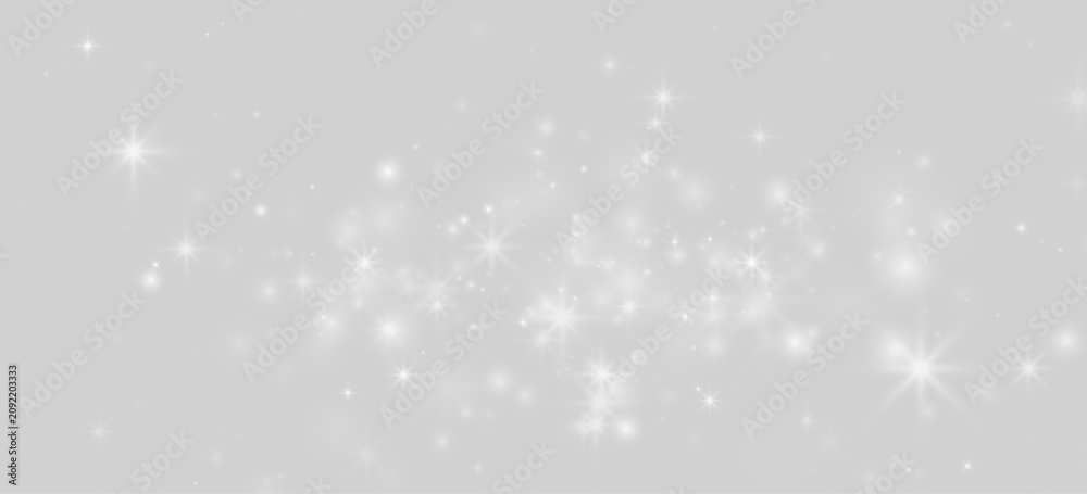 Fototapeta premium Bright white glitter dust sparkles with delicate luminous glow and natural floating motion. Tiny shimmering particles enhance the effect. Perfect for transparent vector.