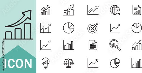 Business growth icon set for financial analysis and reports
