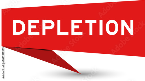 Schilderij op canvas Red color speech banner with word depletion on white background