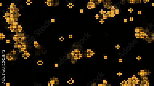 Dynamic Yellow Pixelated Pattern on Black - Glitch Effect Art
