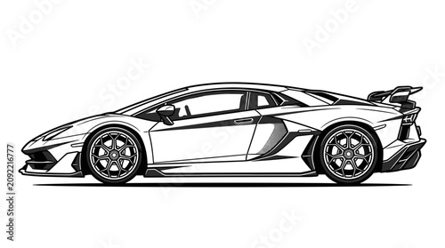 Sleek Sports Car Illustration Side View 11.