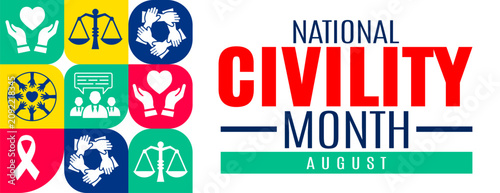 Foto National Civility Month banner vector template with bold typography on the right