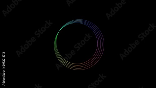 Hypnotic Rainbow Concentric Circles Animation on Black Background