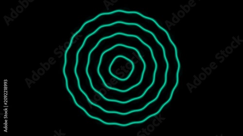 Hypnotic Wave Rings: Glowing Teal Concentric Ripples on Black