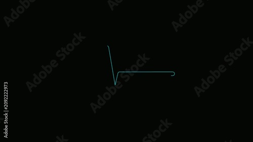 Minimalist Cyan Line Shape on Black Background - Abstract Geometric Design