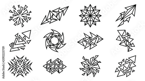 Фотография Sharp geometric line art stars and crystalline shapes.