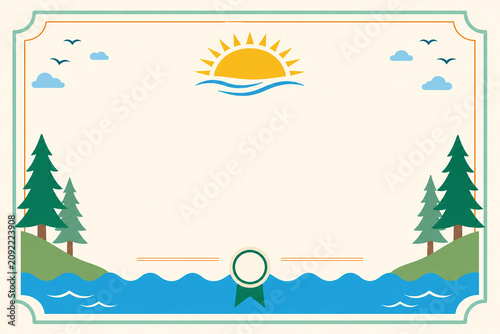 Summer camp certificate template vector