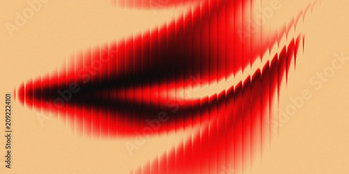 Abstract grainy texture background with red and black wavy distortion effects on beige backdrop.