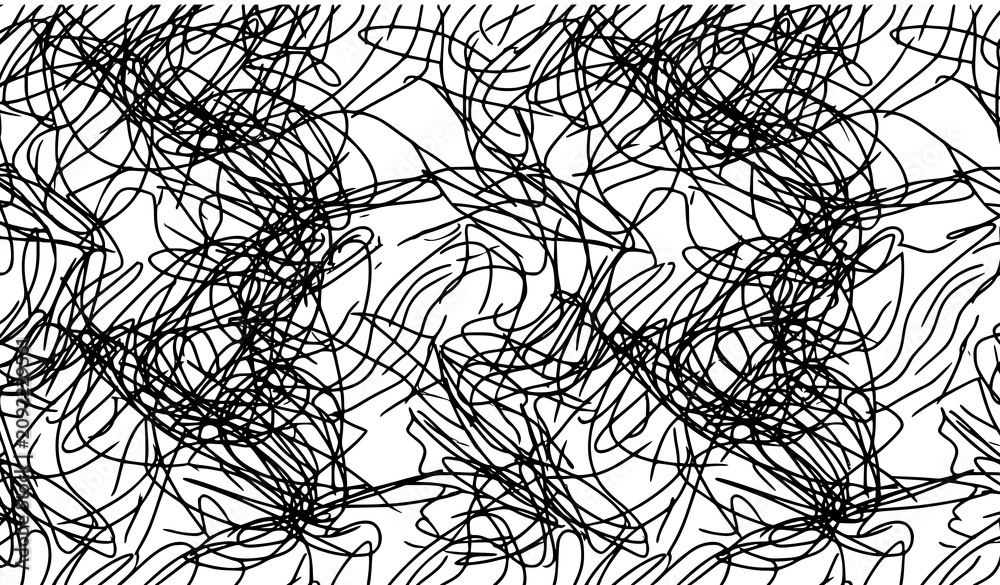 Fototapeta premium Black scribble pattern on white background
