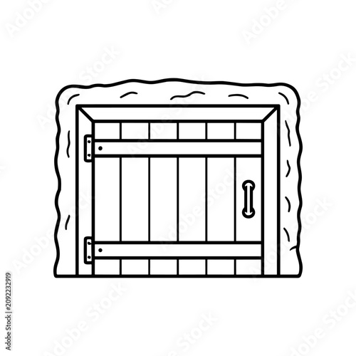 Old wooden door with lock.