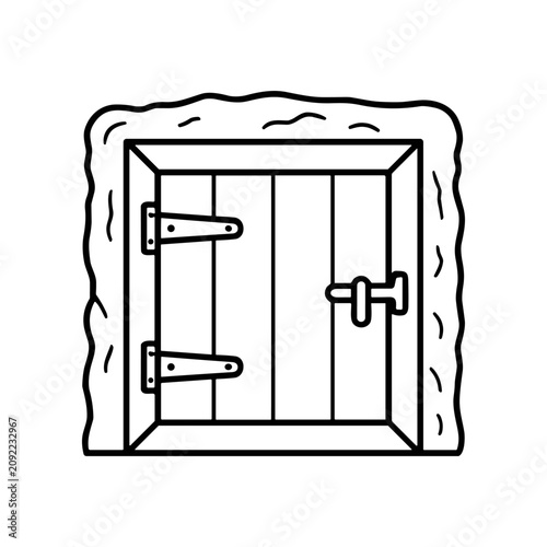 Old wooden door with metal hinges.