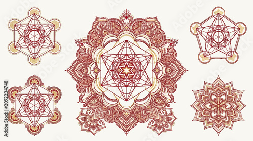 Sacred Geometry Mandala & Metatron's Cube - Mystical Symbols