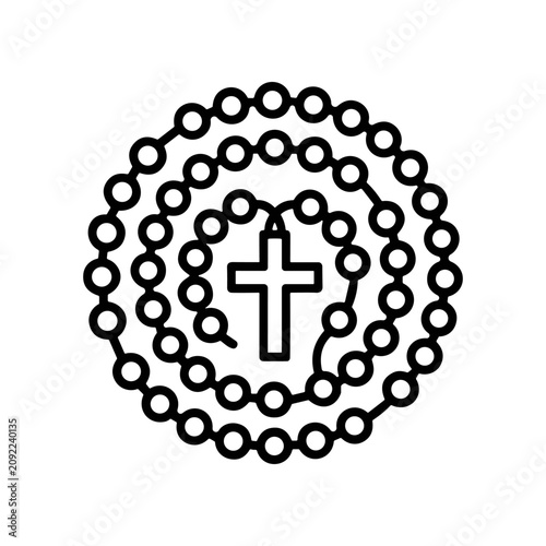 Cuadro en lienzo Rosary beads with a cross.
