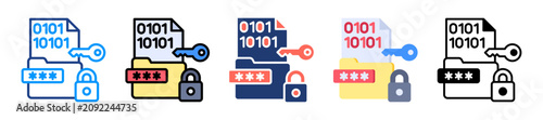 Data Encryption Icon Sheet Multiple Style Collection 