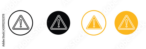 Tableau sur toile Warning icon set, alert and exclamation mark symbol, caution and safety icon