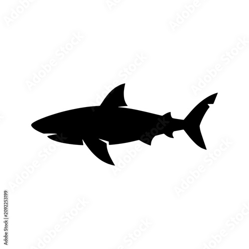 Obraz na plátně Swimming shark dorsal fin side profile solid black vector icon