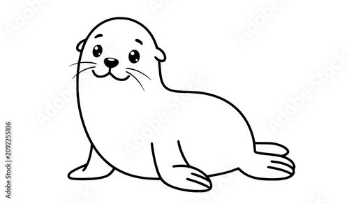 Canvas Print Adorable Sea Lion Marine Wildlife Character Vector Illustration
