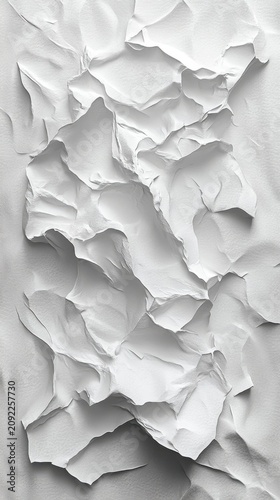 Abstract White Textured Plaster Relief With Dynamic Shadows And Minimalist Architectural Surface