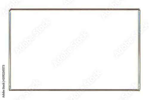 Minimalist silver metal frame isolated on a transparent background for professional graphic design projects and photography framing