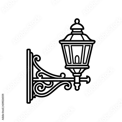Fotografía Black and white wall mounted lantern.