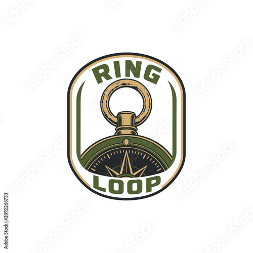 Retro Compass Loop Ring Bail Emblem
