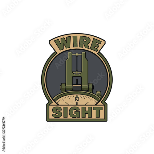 Retro Compass Sighting Wire Emblem