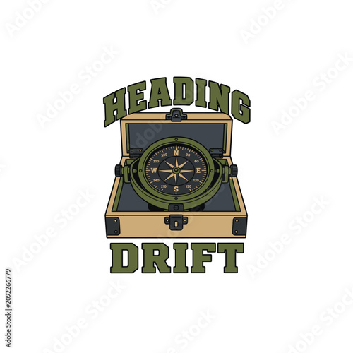 Retro Marine Gimbal Compass Emblem
