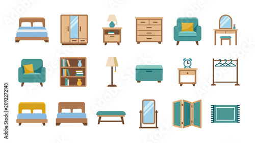 Bild auf Leinwand Cozy Home Furniture Collection: Beds, Chairs, Wardrobe, Dresser, Decor