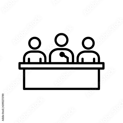 Εκτύπωση καμβά Three people sitting at a desk.