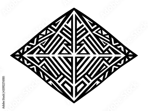 Cuadro en lienzo Black and white tribal diamond shaped pattern isolated as PNG