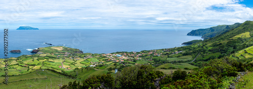View on Ponta Delgada village on Flores, Azores, Portugal.