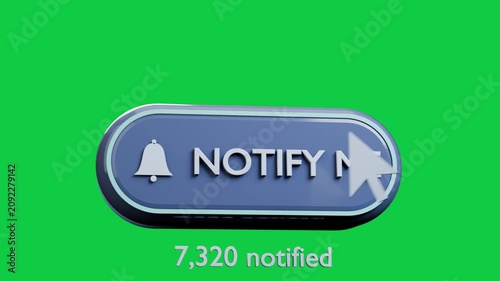 Cursor moving right, NOTIFY ME pill scaling, rippling, minting, updating counter on transparent bg