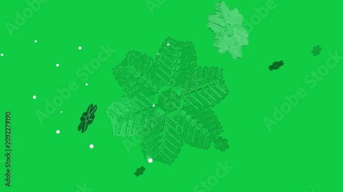 Frame 1 starting main crystal spinning forward small crystals orbiting showing cyan glints on alpha