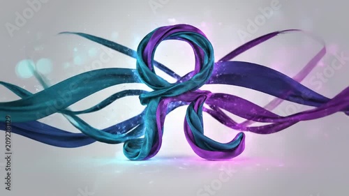 Abstract Symbol Swirls - Teal and Purple Fabric Ribbon Motion Graphics