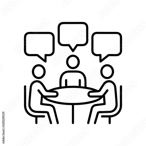 Canvas-taulu People sitting at a table talking.