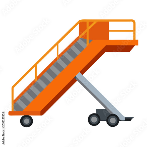 Bild auf Leinwand Flat vector illustration of an airport passenger boarding stairs vehicle used fo