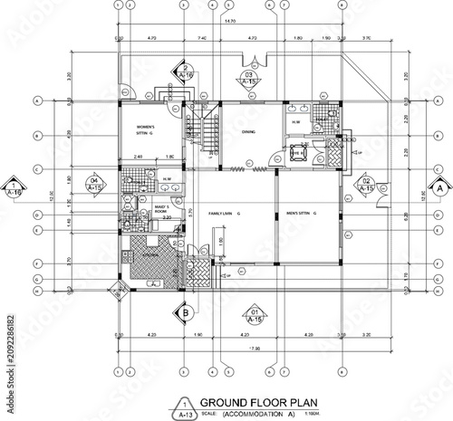 Photos Comprehensive Ground Floor Architectural Layout Plan for Accommodation Building