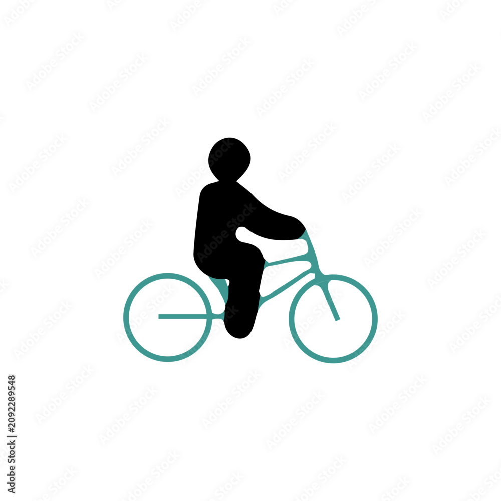 Obraz premium Person riding bicycle icon, flat isolated vector illustration